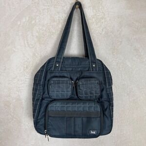 Lug Puddle Jumper Tote Gray/Blue Work Travel Bag Compartments Organized